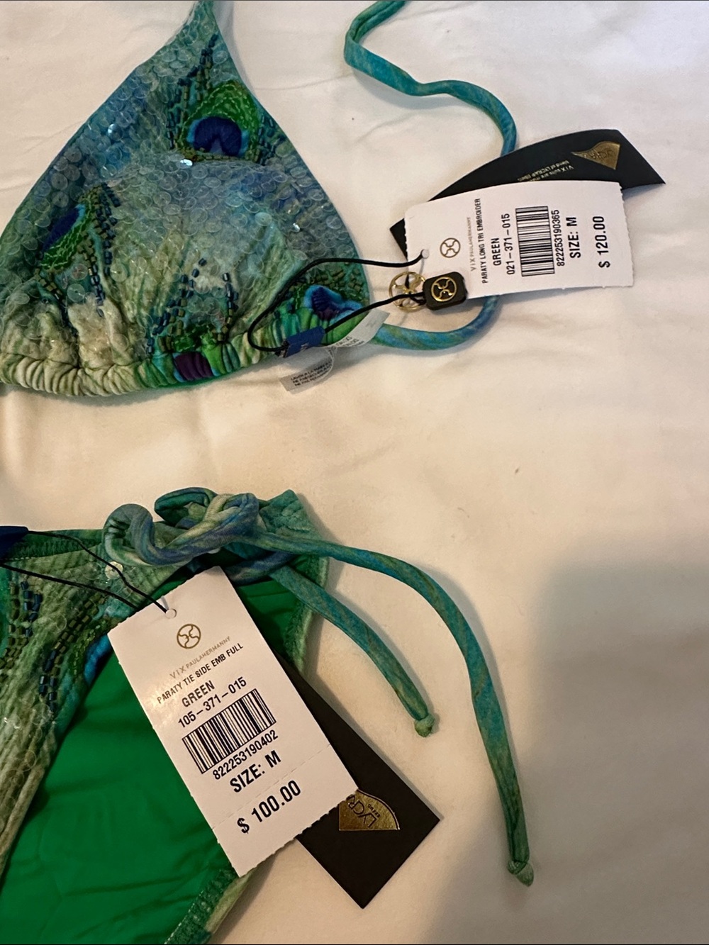 Vix Green Peacock-Print String Bikini - Picture 2 of 4